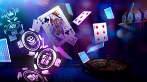 Ilustrasi kasino live dengan dealer profesional dan permainan slot online di iramatogel